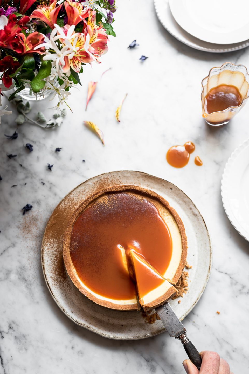 Milk tart Cheese Cake With Rum Caramel