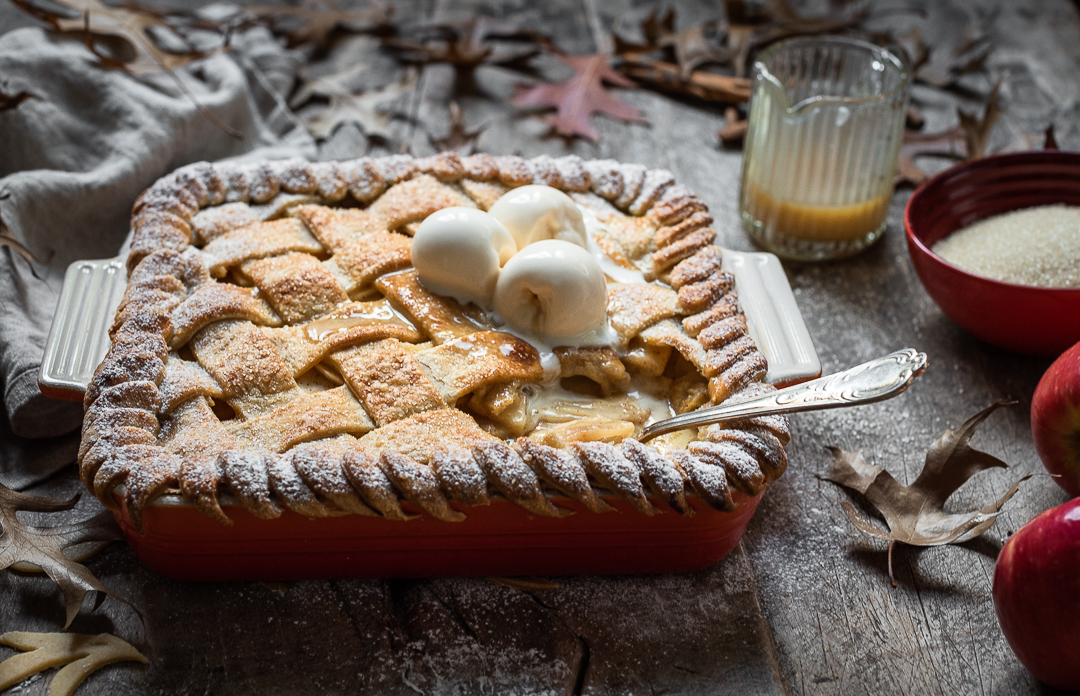 Deep Dish Apple Pie with Butterscotch Sauce | Bibbyskitchen recipes