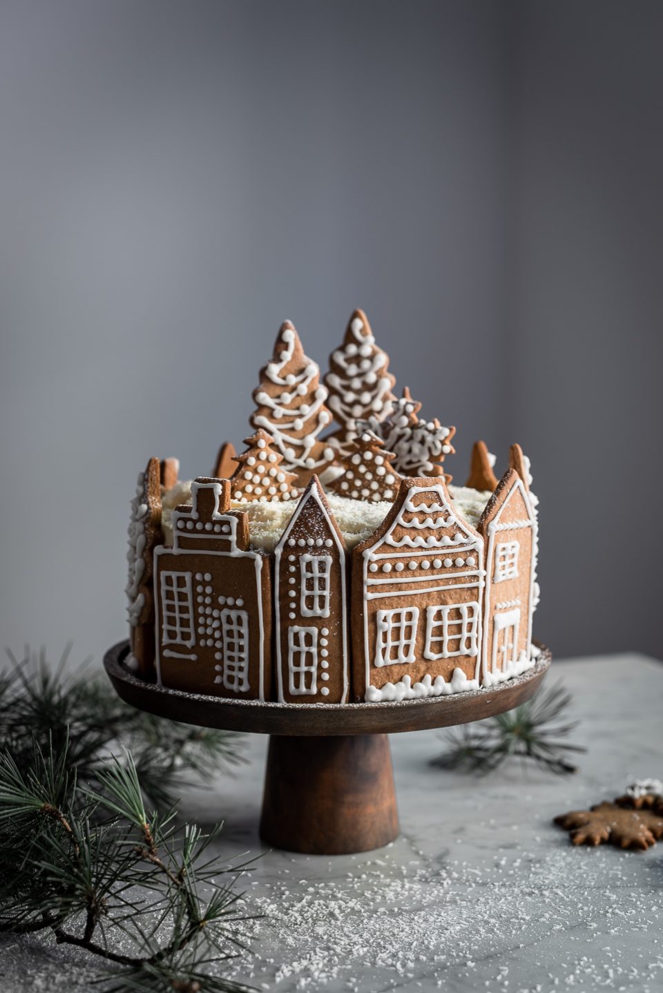 Gingerbread village cake