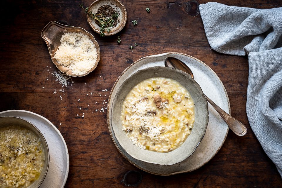Caramelized Leek Risotto with Porcini Mushrooms